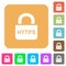 Secure https protocol rounded square flat icons