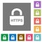 Secure https protocol square flat icons