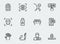 Secure identity verification systems icons in thin line style