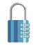 Secure metal lock with numeric code and blue corpus