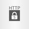 Secure online connection icon and http text line icon isolated