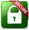 Secure padlock icon green square button