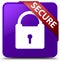 Secure (padlock icon) purple square button red ribbon in corner