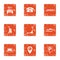 Secure parking icons set, grunge style