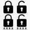 Secure password lock icon vector eps10. Open and closed lock with password stars sign.