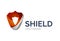 Secure shield logo design made of color pieces