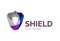 Secure shield logo design made of color pieces