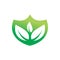 Secure shield safety brand green nature leaf logo design