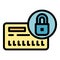 Secured bank card icon vector flat