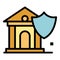 Secured bank icon vector flat