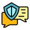Secured chat icon color outline vector