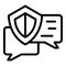 Secured chat icon, outline style