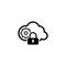 Secured Cloud Processing Icon. Flat Design