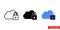 Secured cloud storage icon of 3 types color, black and white, outline. Isolated vector sign symbol