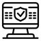 Secured computer icon, outline style