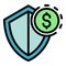 Secured credit money icon color outline vector