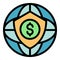 Secured credit union icon color outline vector