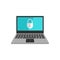 Secured laptop icon, flat style