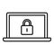 Secured laptop icon outline vector. Computer data