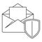 Secured mail icon, outline style