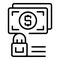 Secured money icon outline vector. Cash payment