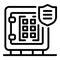 Secured money safe icon, outline style