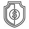 Secured money shield icon outline vector. Stop theft