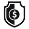Secured money shield icon simple vector. Stop theft