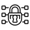 Secured padlock icon outline vector. Cyber crime