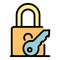 Secured padlock remote control icon color outline vector