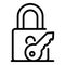 Secured padlock remote control icon, outline style