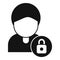 Secured person identity icon simple vector. Stop theft