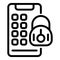Secured phone personal files icon, outline style