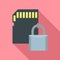 Secured sd card icon, flat style