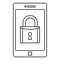 Secured smartphone icon, outline style