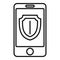 Secured smartphone icon, outline style