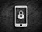 Secured smartphone login security symbol stone wall background
