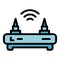 Secured wifi router icon vector flat