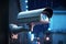 Securing the Urban Landscape Modern City Surveillance Camera Keeping Watch. created with Generative AI