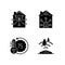 Securing your smart home black glyph icons set on white space