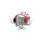Security box open cartoon character design Listening music on a headset