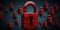 Security breach, system hacked alert with red broken padlock icon showing unsecure data under cyberattack, vulnerable access,