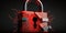Security breach, system hacked, internet cyber attack alert with red broken padlock icon showing unsecured data, vulnerable access