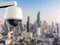 Security camera or cctv camera with cityscape background