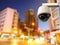 Security camera or cctv camera with cityscape background