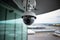 Security Camera, CCTV on location, airport. AI Generative