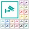 Security camera flat color icons with quadrant frames