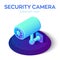 Security camera isometric icon. 3D CCTV Camera icon. Security Surveillance CCTV Camera Watch. Video surveillance. Security
