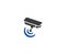 Security camera logo template. CCTV camera vector design