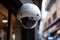 Security camera on modern building. Professional surveillance cameras. CCTV on the wall in the city. Security system, technology